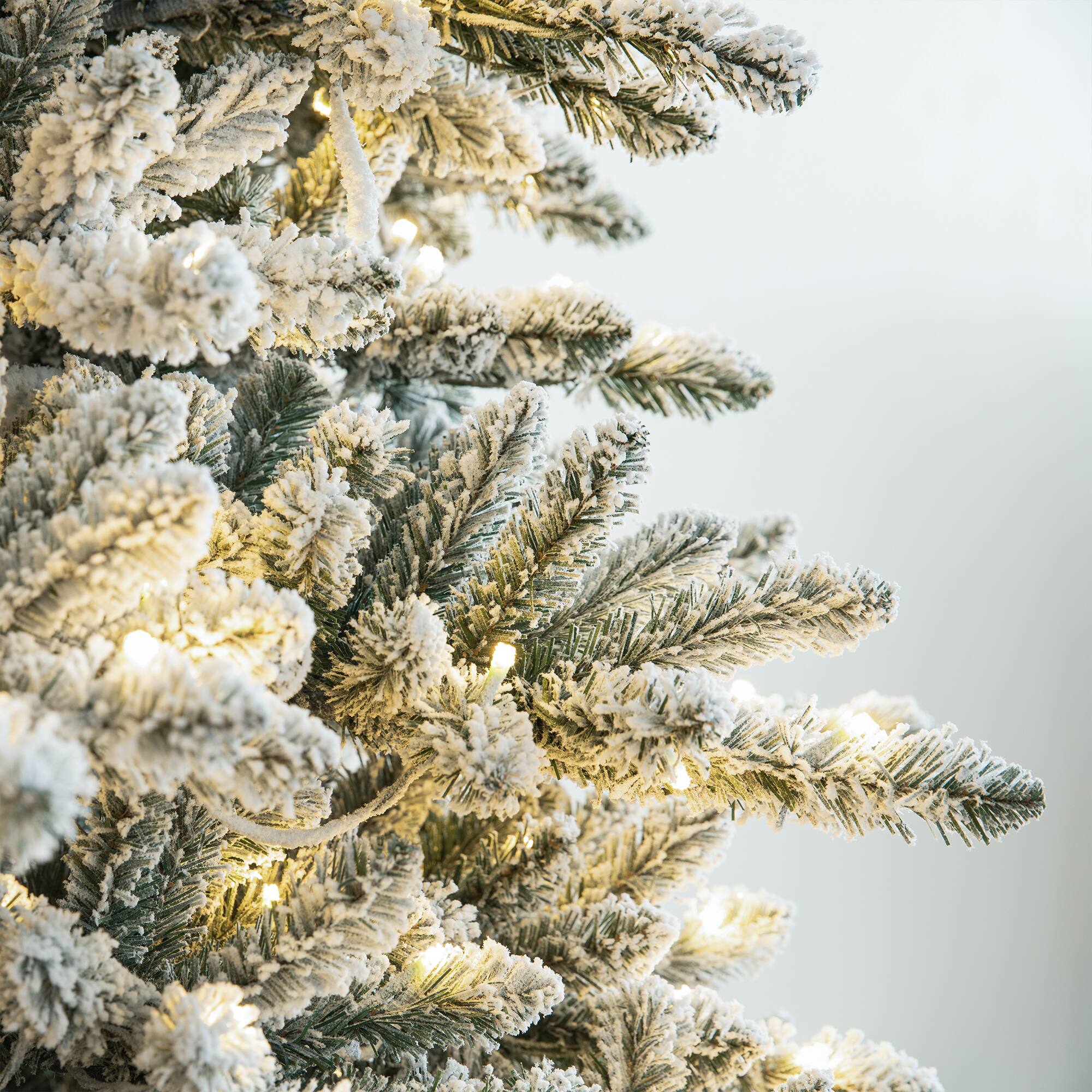 10ft. Pre-Lit Flocked Fir Artificial Christmas Tree, Warm White Lights